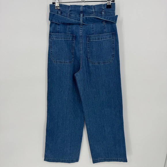 Madewell Wide Leg High Rise Denim Jeans Belted Culottes Medium Wash Size 24 - Picture 6 of 10